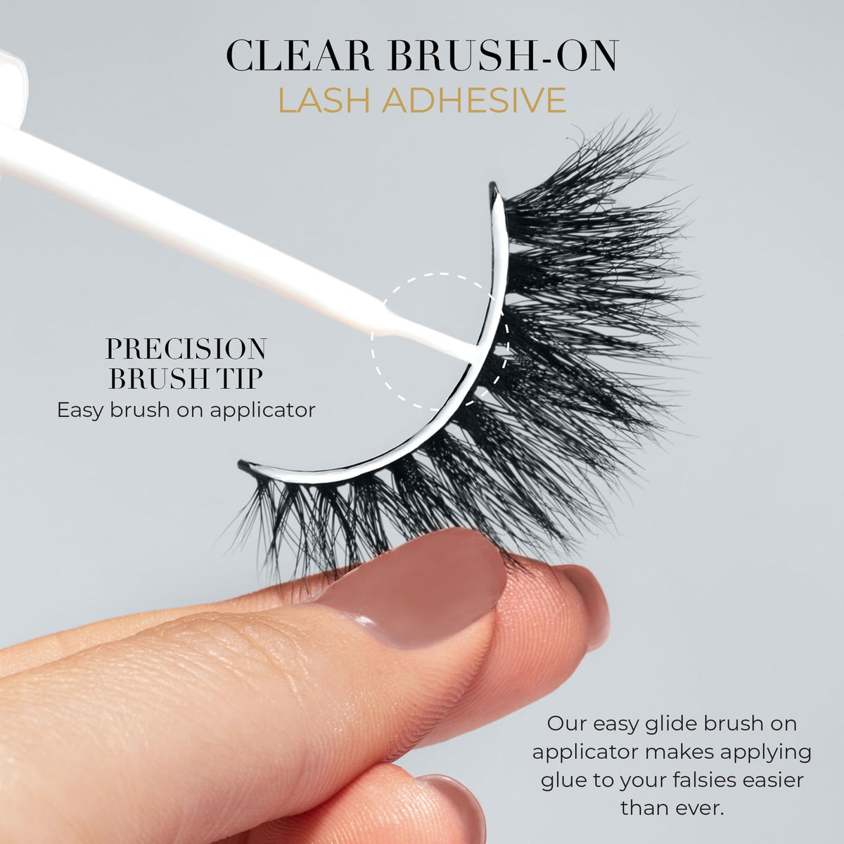 Lilly Lashes Clear Eyelash Glue brush applicator close-up