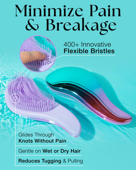 Lily England Detangler Brush in use on curly hair