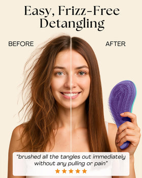 Lily England Detangler Brush side view showing ergonomic handle