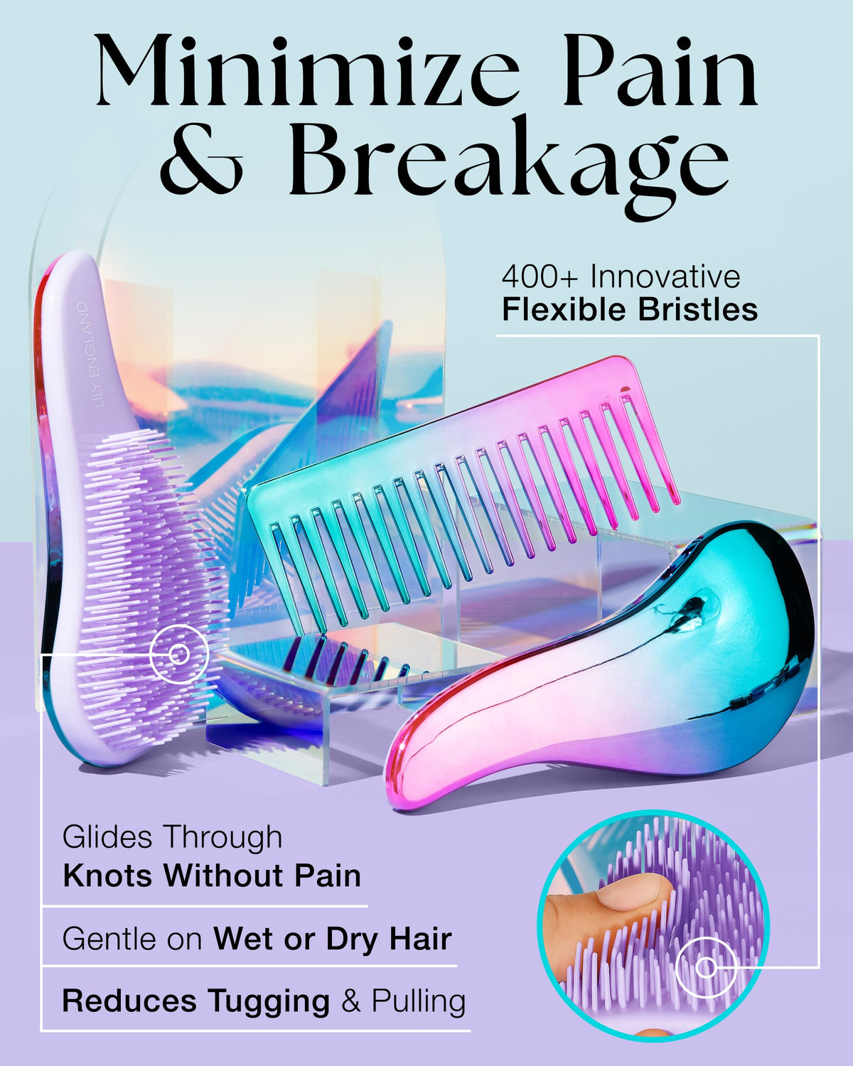 Lily England Detangler Comb side view