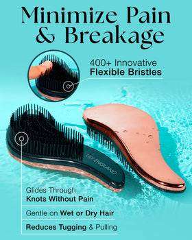 Lily England Gentle Detangler Brush in lifestyle scene with happy child