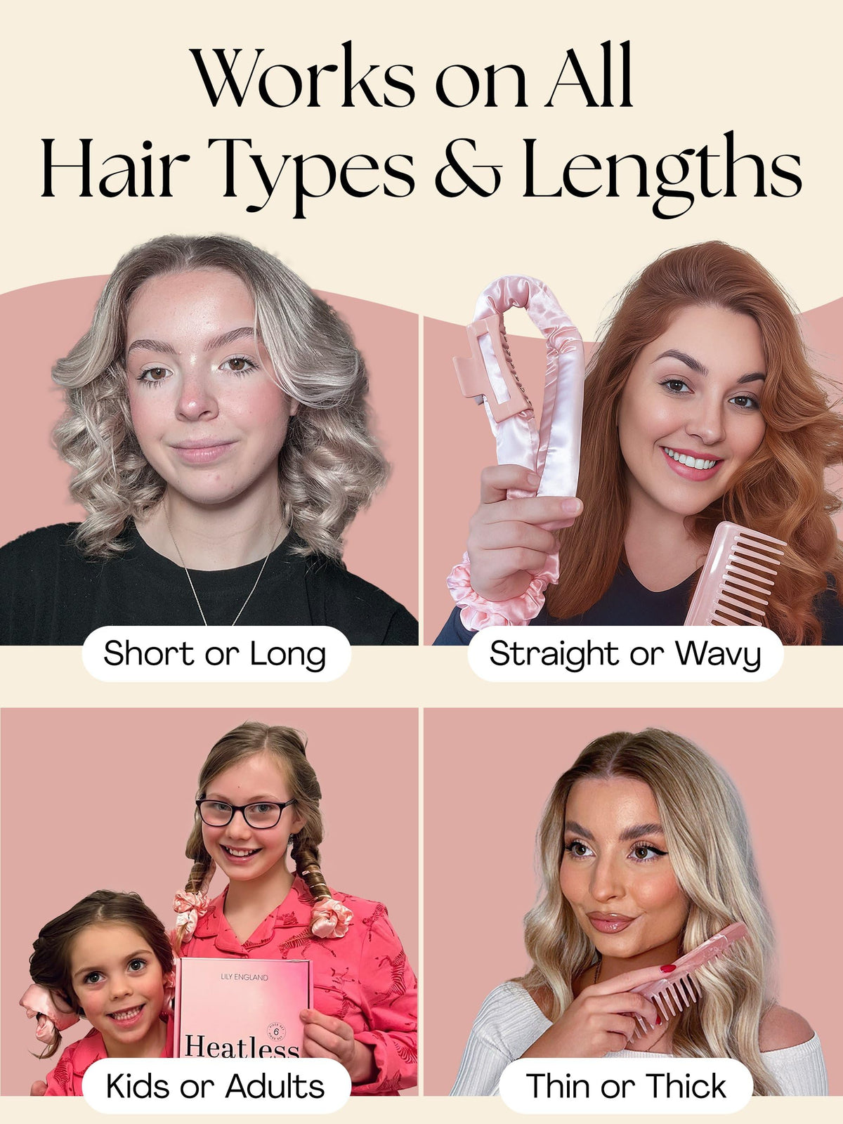Lily England Heatless Curls Overnight Set components laid out