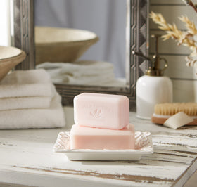 Lily of the Valley Soap Bar in a bathroom setting