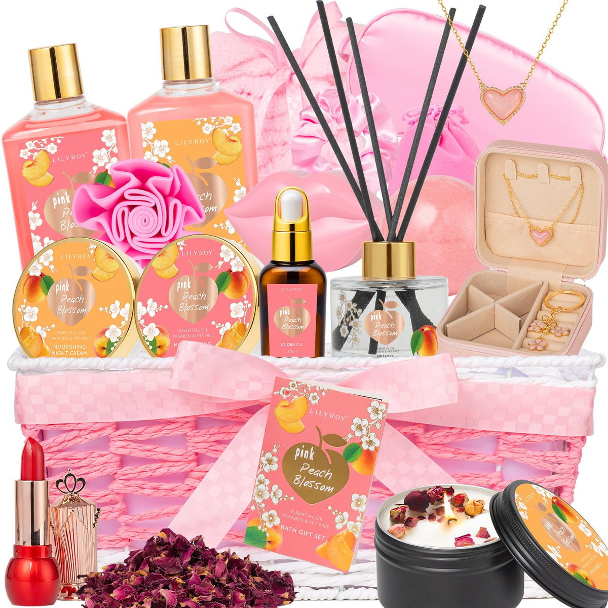LILY ROY 23-Piece Spa Gift Set in a woven basket
