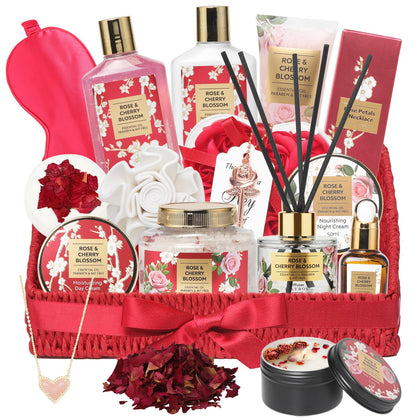 LILY ROY 25Pcs Spa Gift Set arranged in a woven basket