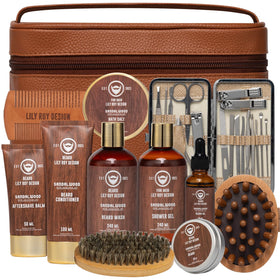 LILY ROY 30Pcs Bath & Beard Gift Set with travel bag