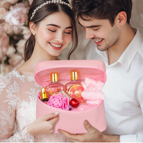 LILY ROY bath gift set arranged in a beautiful basket