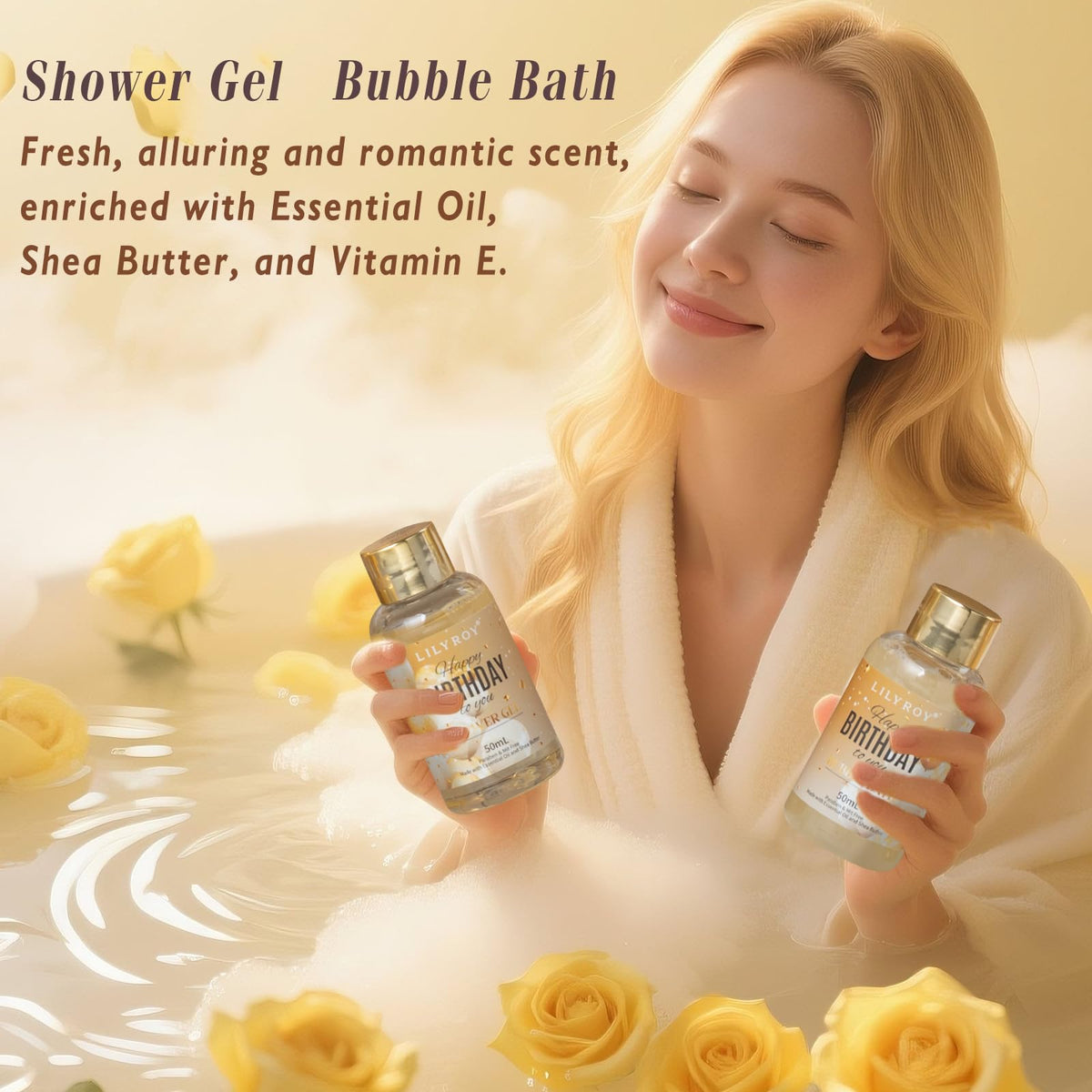 LILY ROY Bath Salt and Birthday Fizzer in elegant packaging