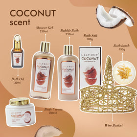 LILY ROY Coconut Spa Gift Basket with bath salts