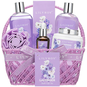 LILY ROY Lavender Spa Gift Set with woven basket