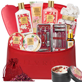 LILY ROY Spa Gift Set 32Pcs arranged in a woven basket
