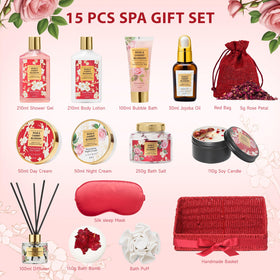 LILY ROY Spa Gift Set with Soy Candle and Bath Bomb