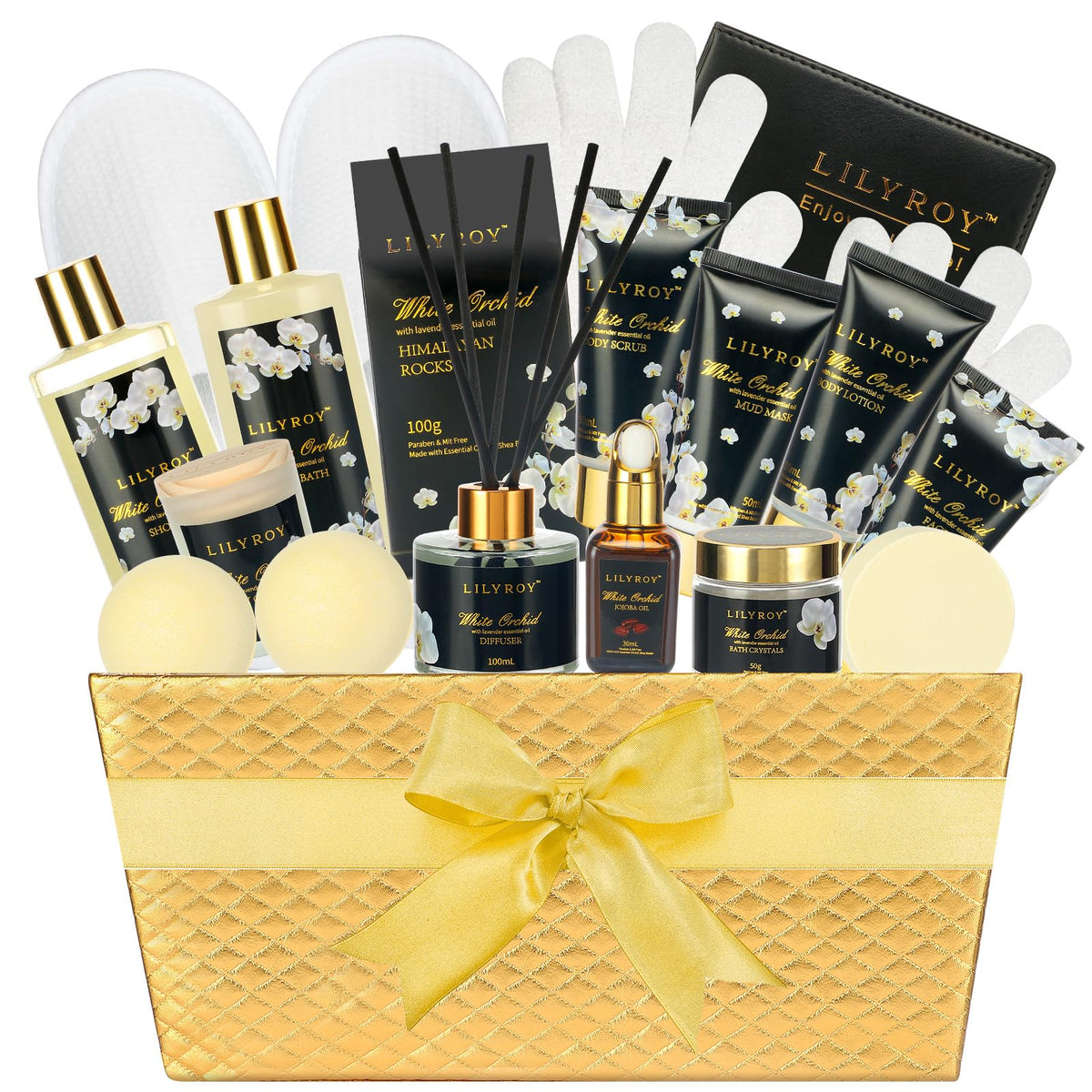 LILY ROY Spa Gifts Set 18Pcs in handwoven basket