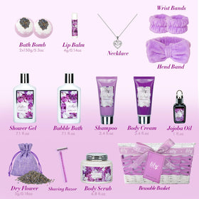 LILY ROY spa kit with body cream and scrub displayed