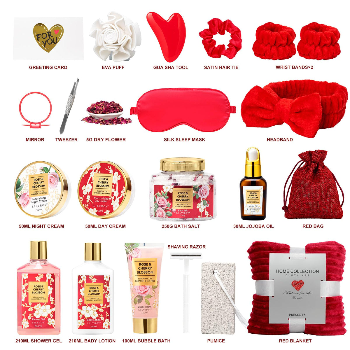 LILY ROY Spa Skin Care Gift Set displayed in a woven basket