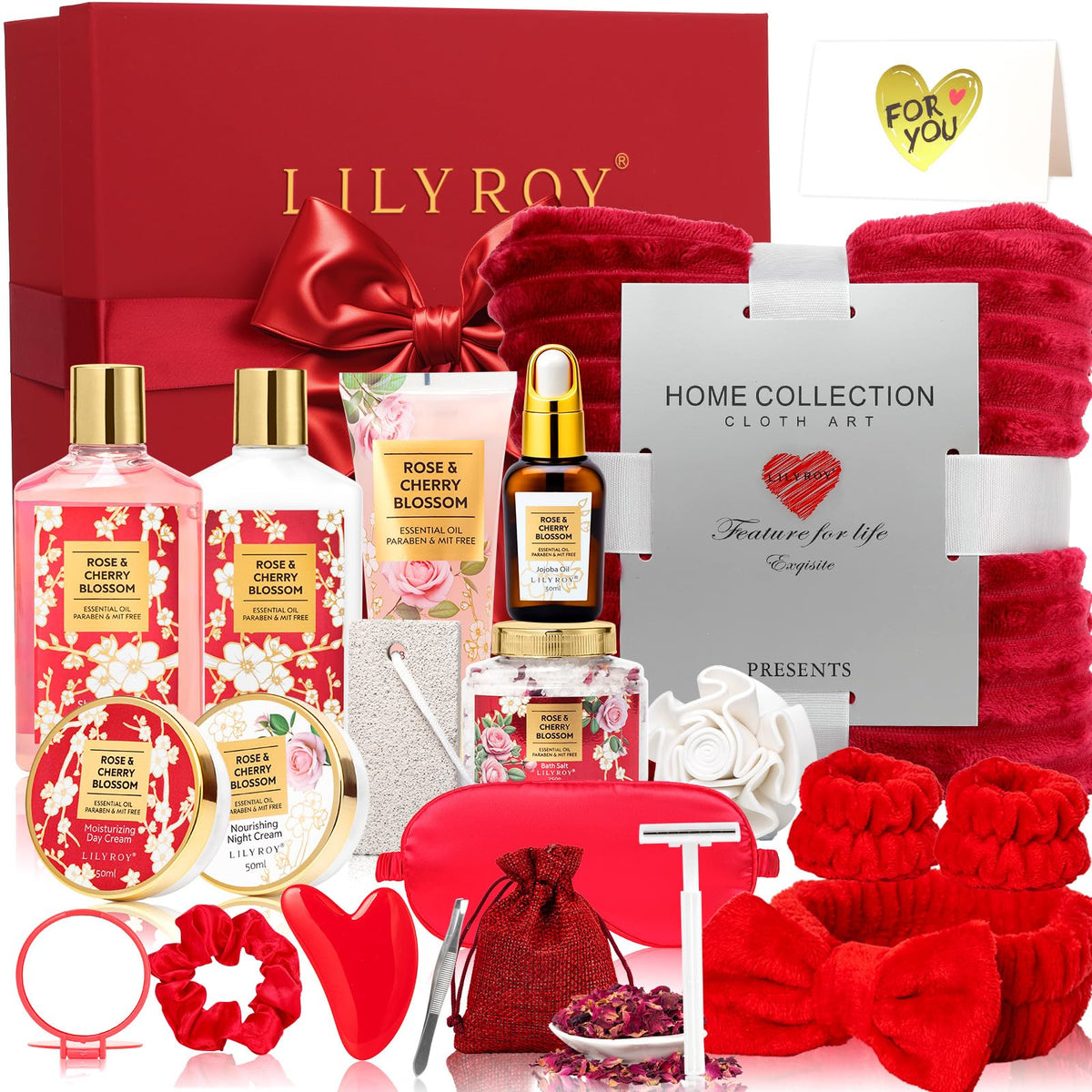 LILY ROY Spa Skin Care Gift Set in red box with various products