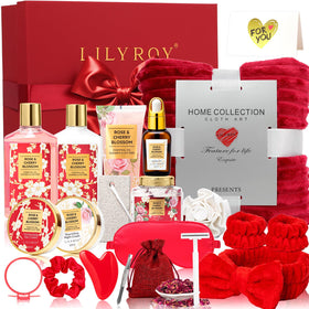 LILY ROY Spa Skin Care Gift Set in red box with various products