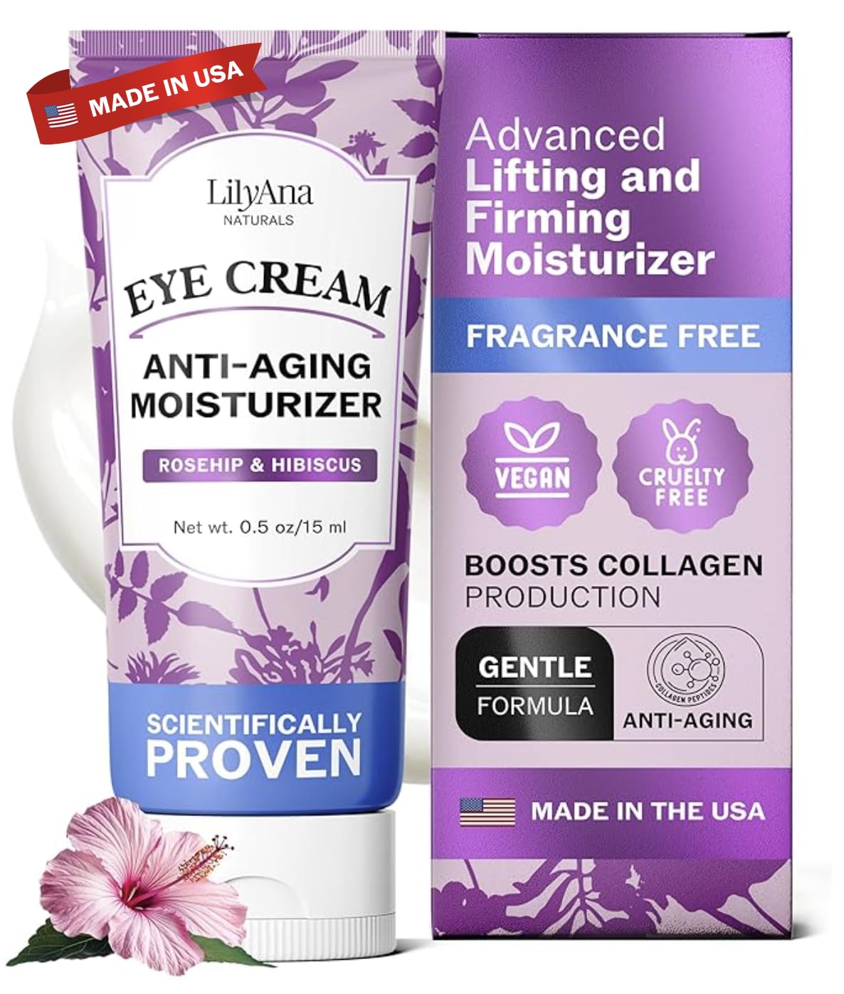 LilyAna Naturals Eye Cream 40g front view with packaging