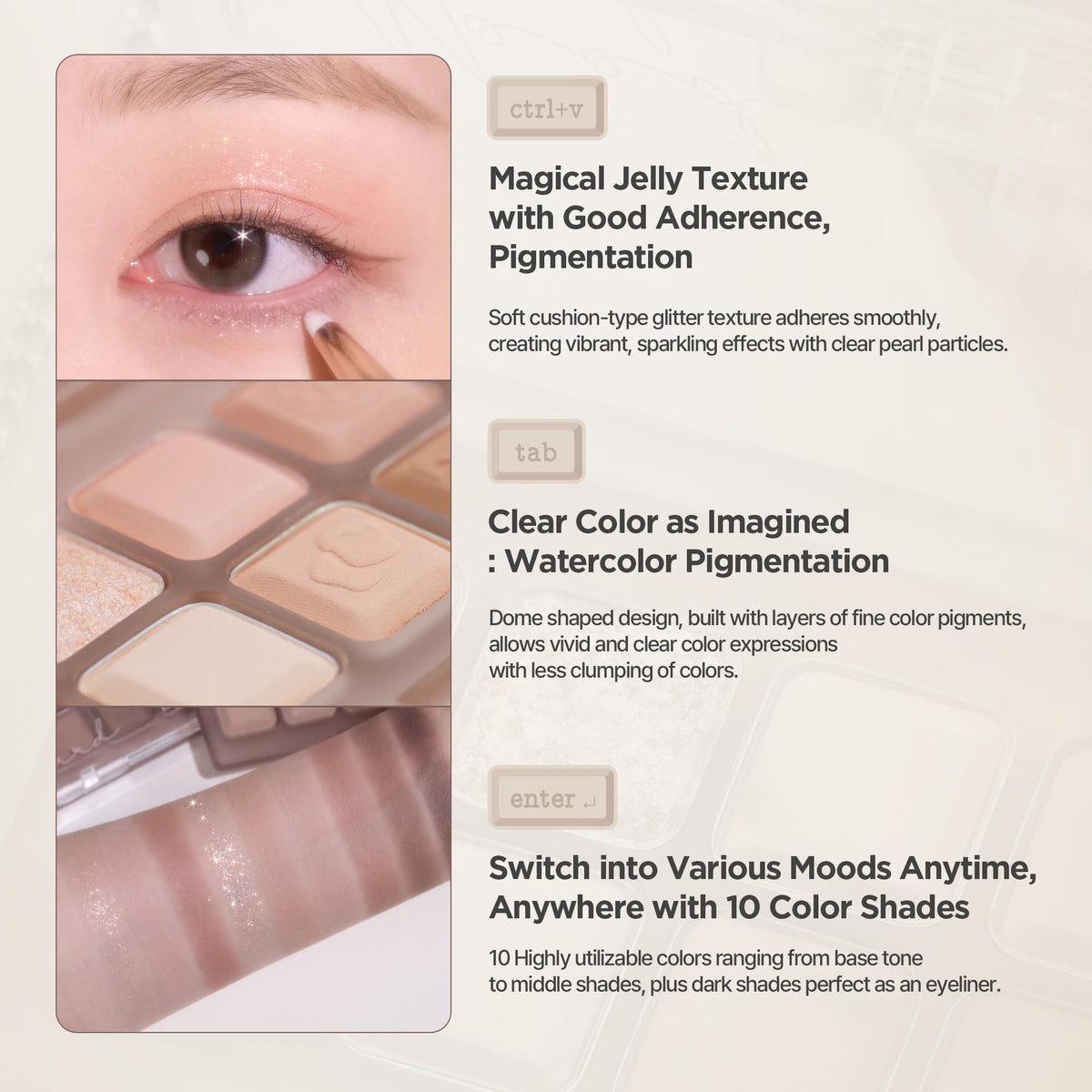 lilybyred Mood Keyboard jelly glitter eyeshadow close-up