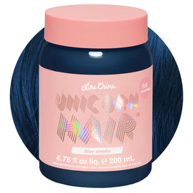 Lime Crime Blue Smoke Unicorn Hair Dye front view with packaging