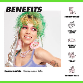 Lime Crime Unicorn Hair Dye Jello Tropical Green application on hair