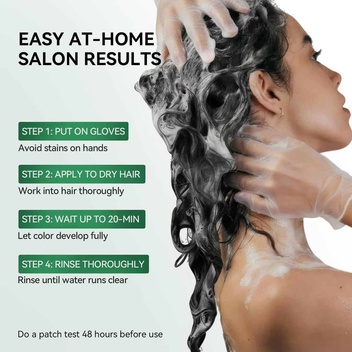 Limer Natural Black Hair Dye Shampoo 3-in-1 application process