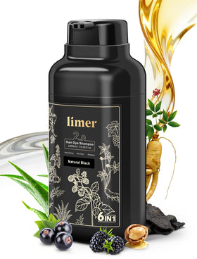 Limer Natural Black Hair Dye Shampoo 3-in-1 front view