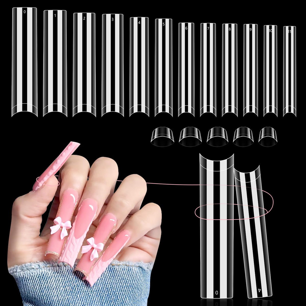 LIONVISON 3XL Square Nail Tips clear nails front view