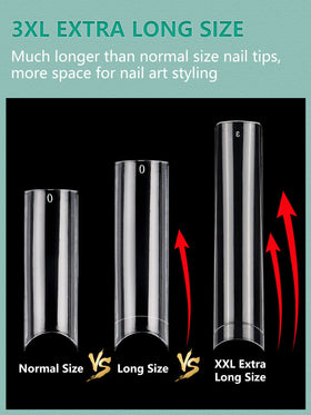 LIONVISON 3XL Square Nail Tips displayed on a nail art table