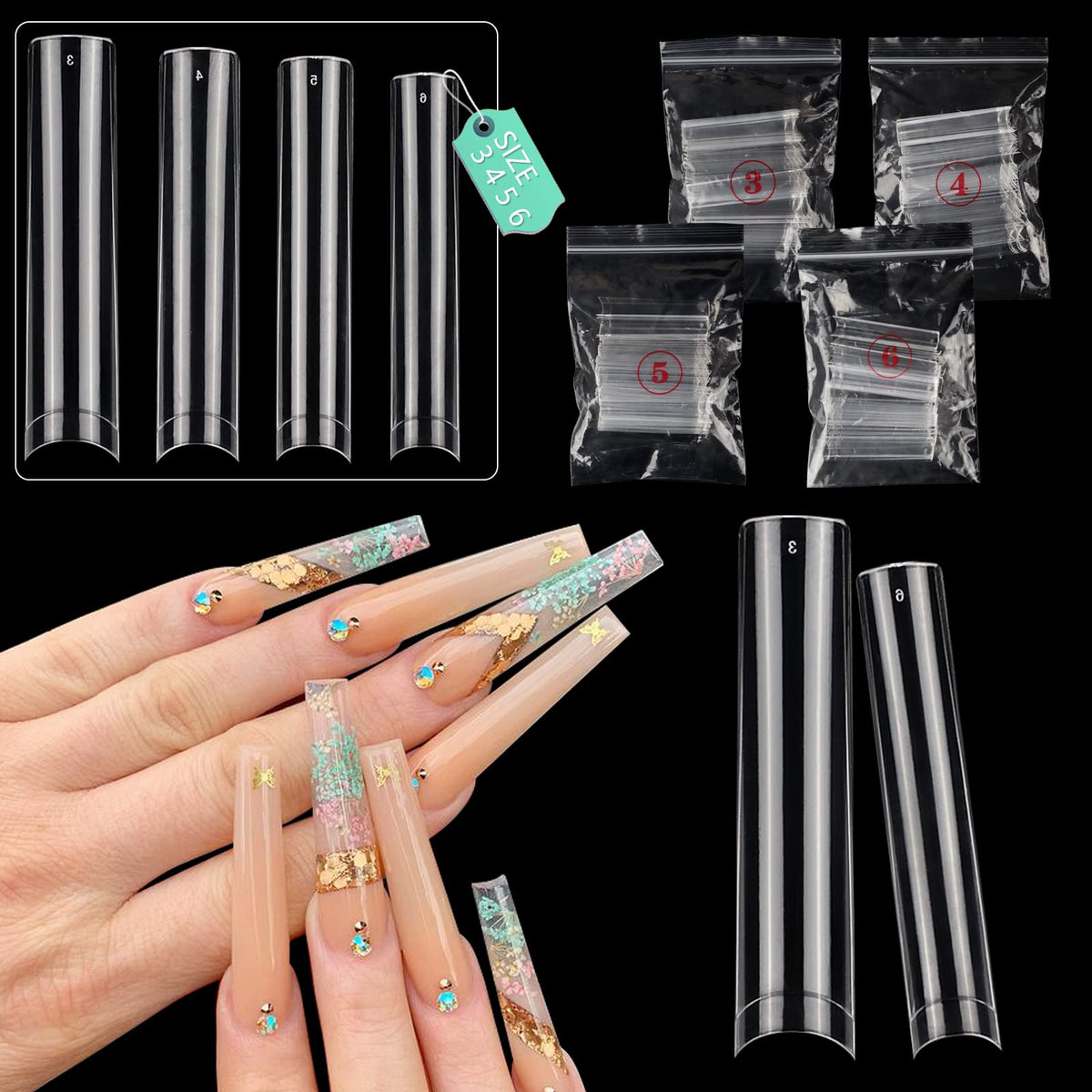 LIONVISON 3XL Square Nail Tips front view with 200 pieces