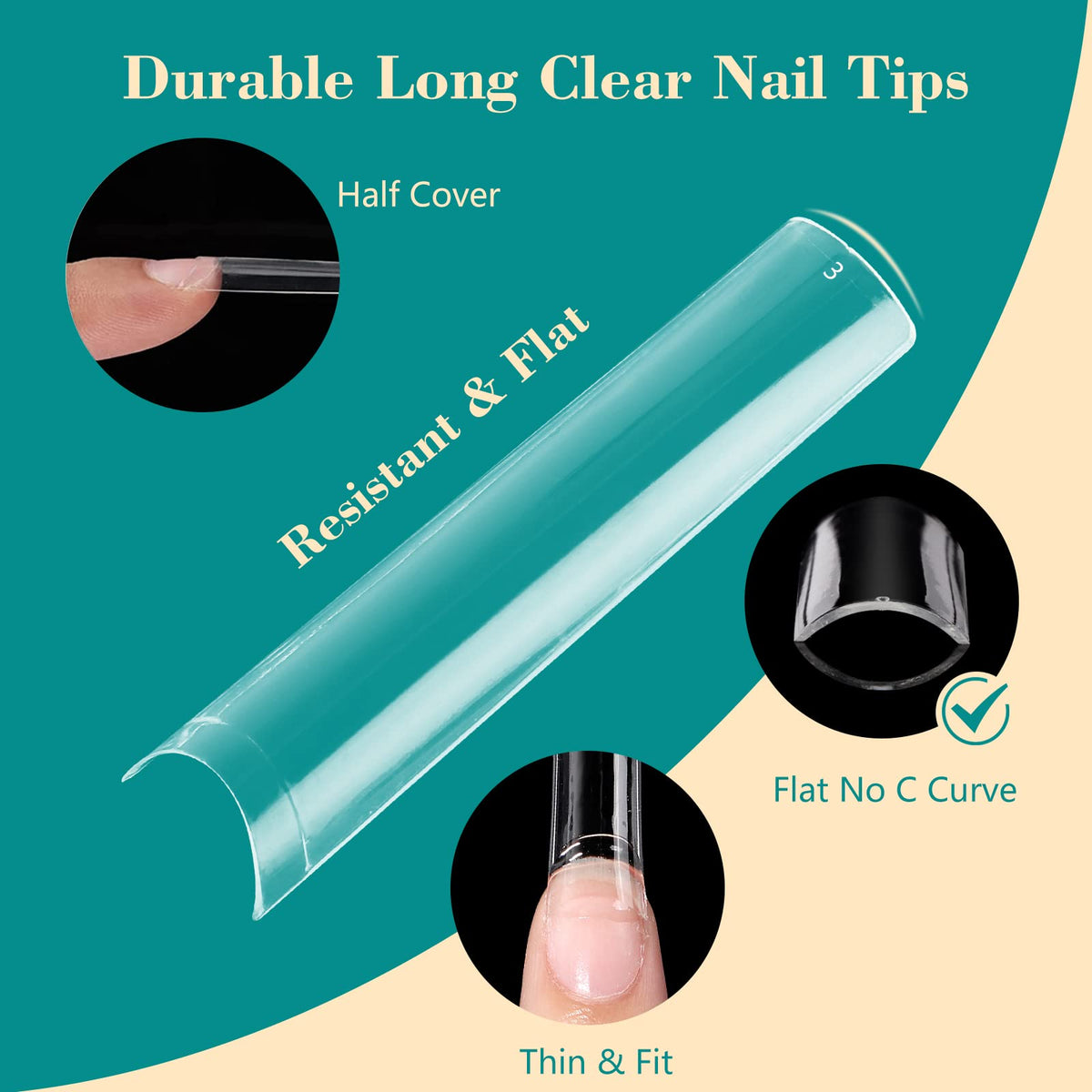 LIONVISON 3XL Square Nail Tips in sizes 3, 4, 5, 6