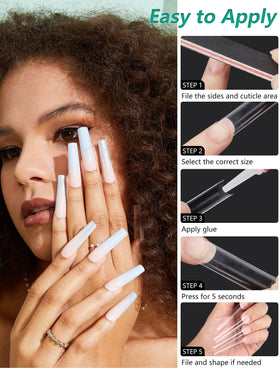 LIONVISON 3XL Square Nail Tips styled as ballerina nails
