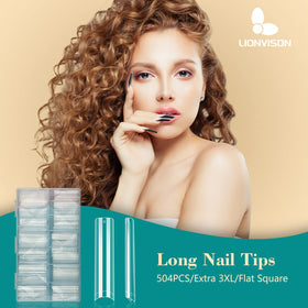 LIONVISON 504PCS Square Nail Tips in a stylish nail art setup