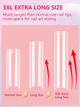 LIONVISON 504PCS Square Nail Tips on a nail art table