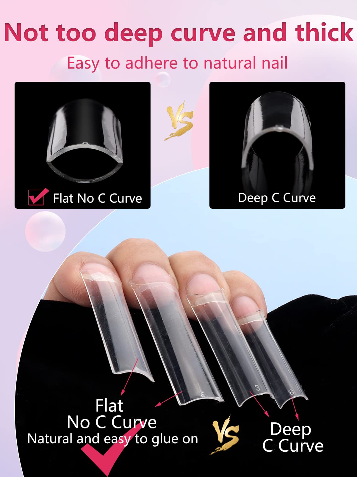 LIONVISON 504PCS Square Nail Tips showing different nail shapes