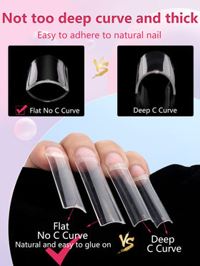 LIONVISON 504PCS Square Nail Tips showing different nail shapes