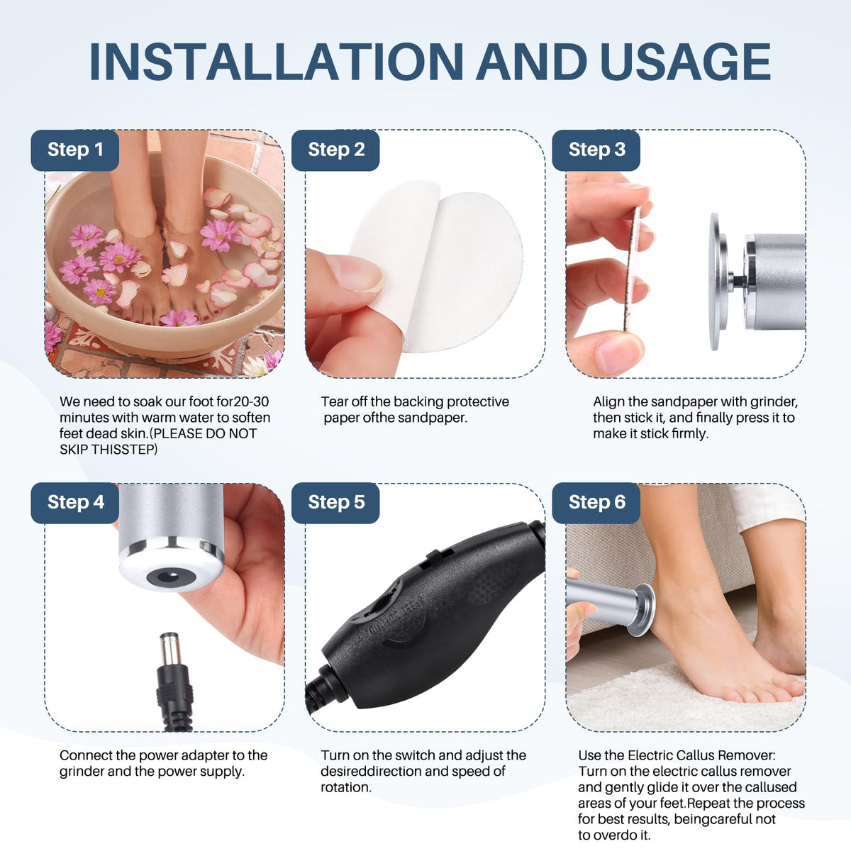LIONVISON Electric Foot File Remover lifestyle scene on bathroom counter