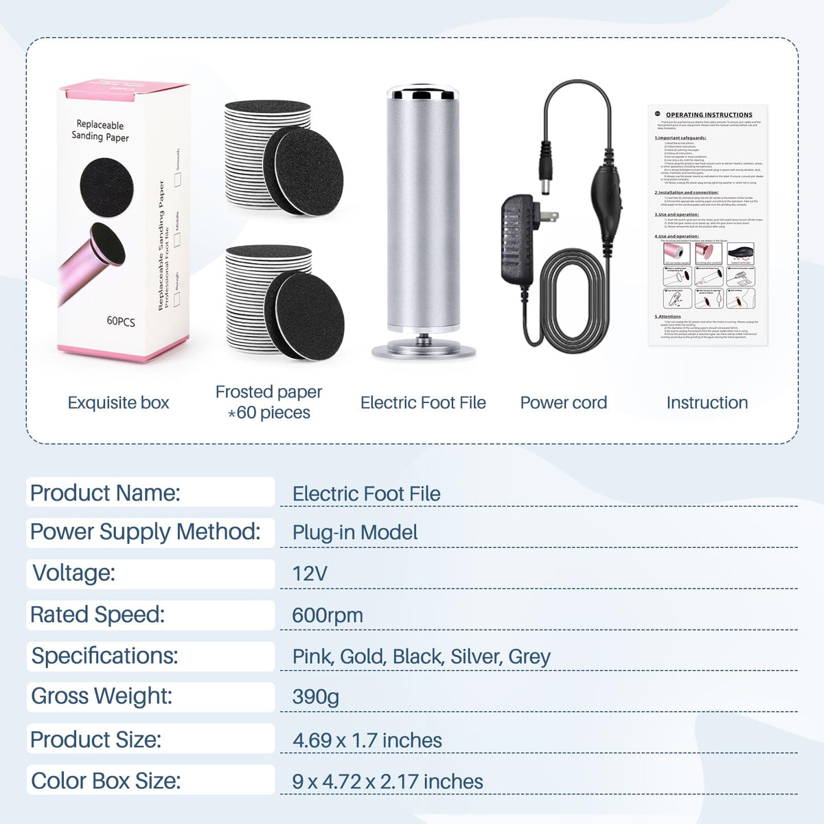 LIONVISON Electric Foot File Remover with fine sanding disc