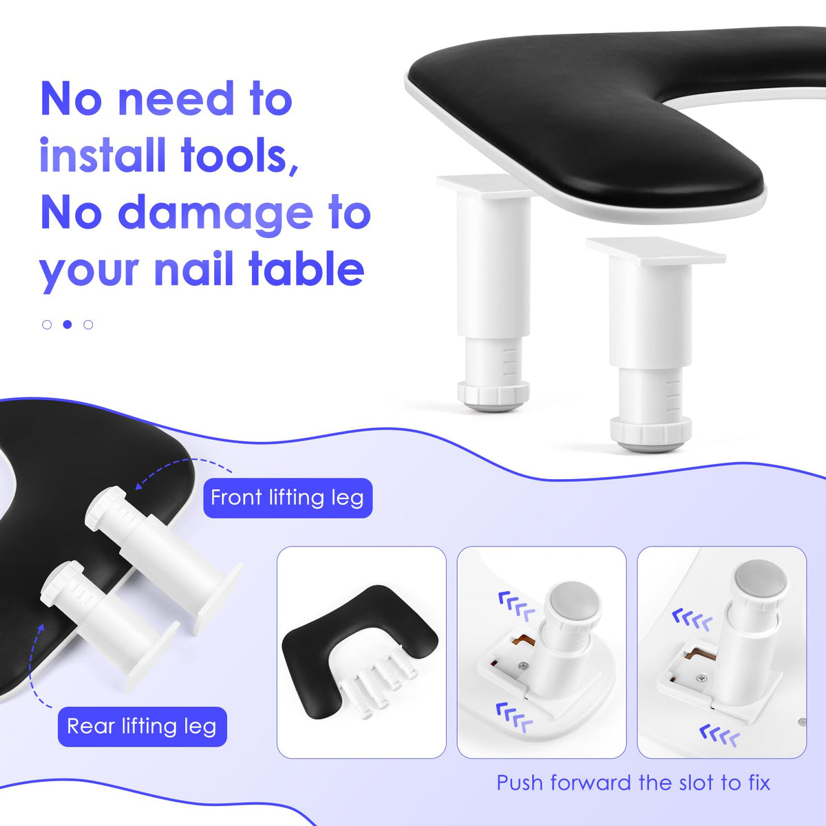 LIONVISON nail arm rest with dimensions displayed