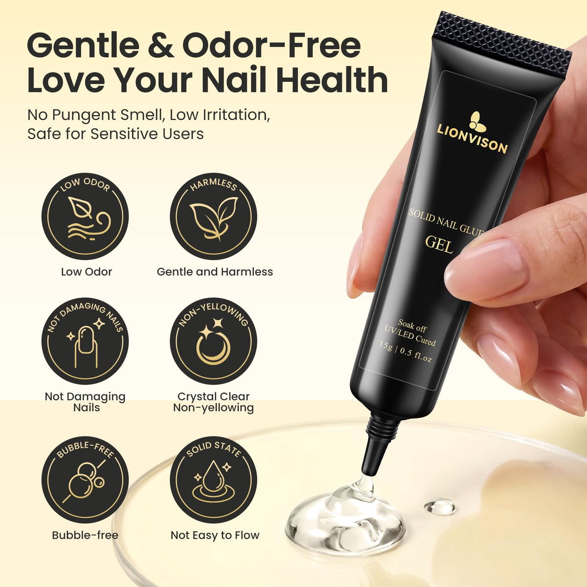 LIONVISON Nail Rhinestone Glue Gel application on nails