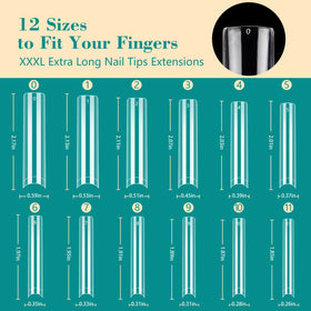 LIONVISON nail tips arranged to show length variations