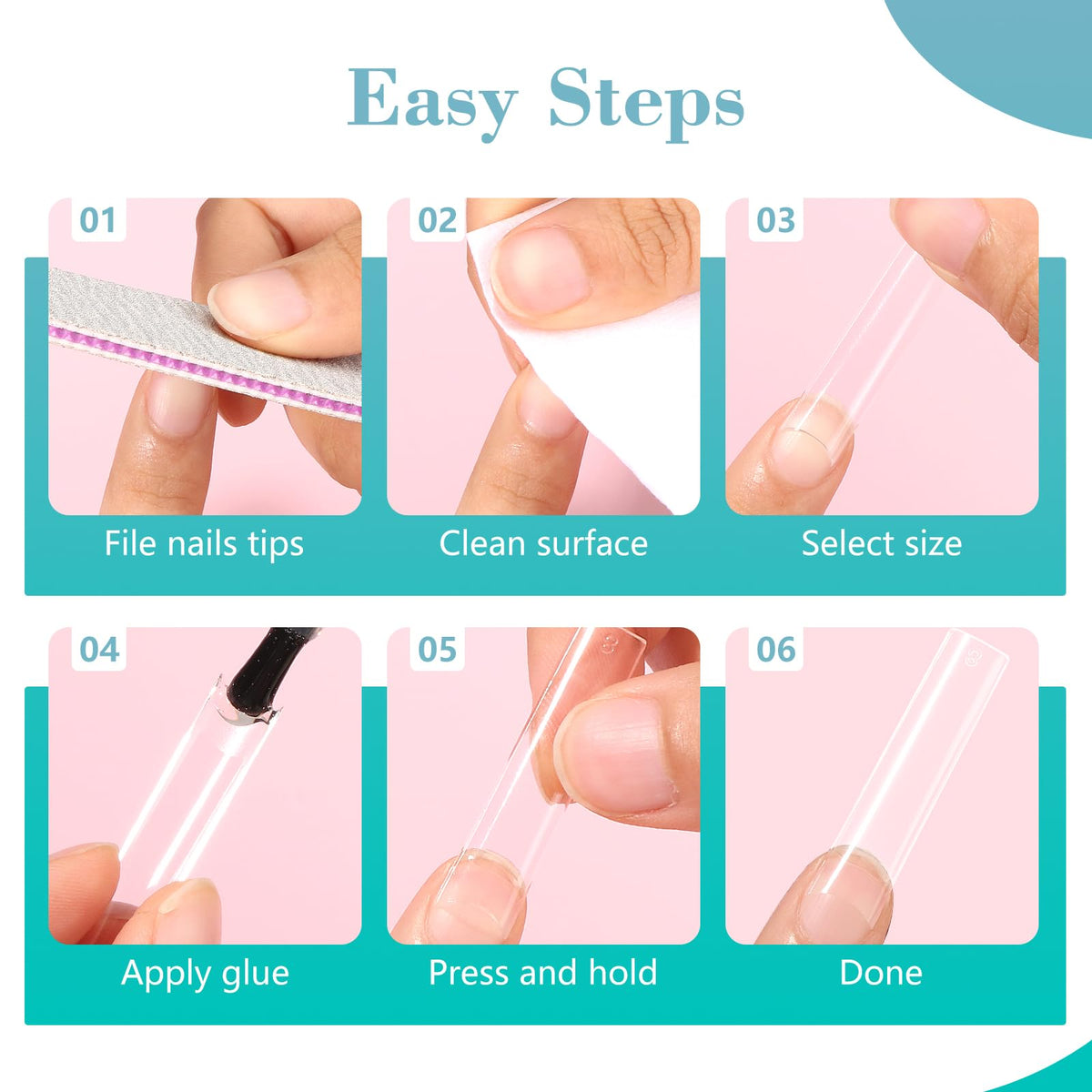 LIONVISON XL Square Nail Tips 240PCS back view