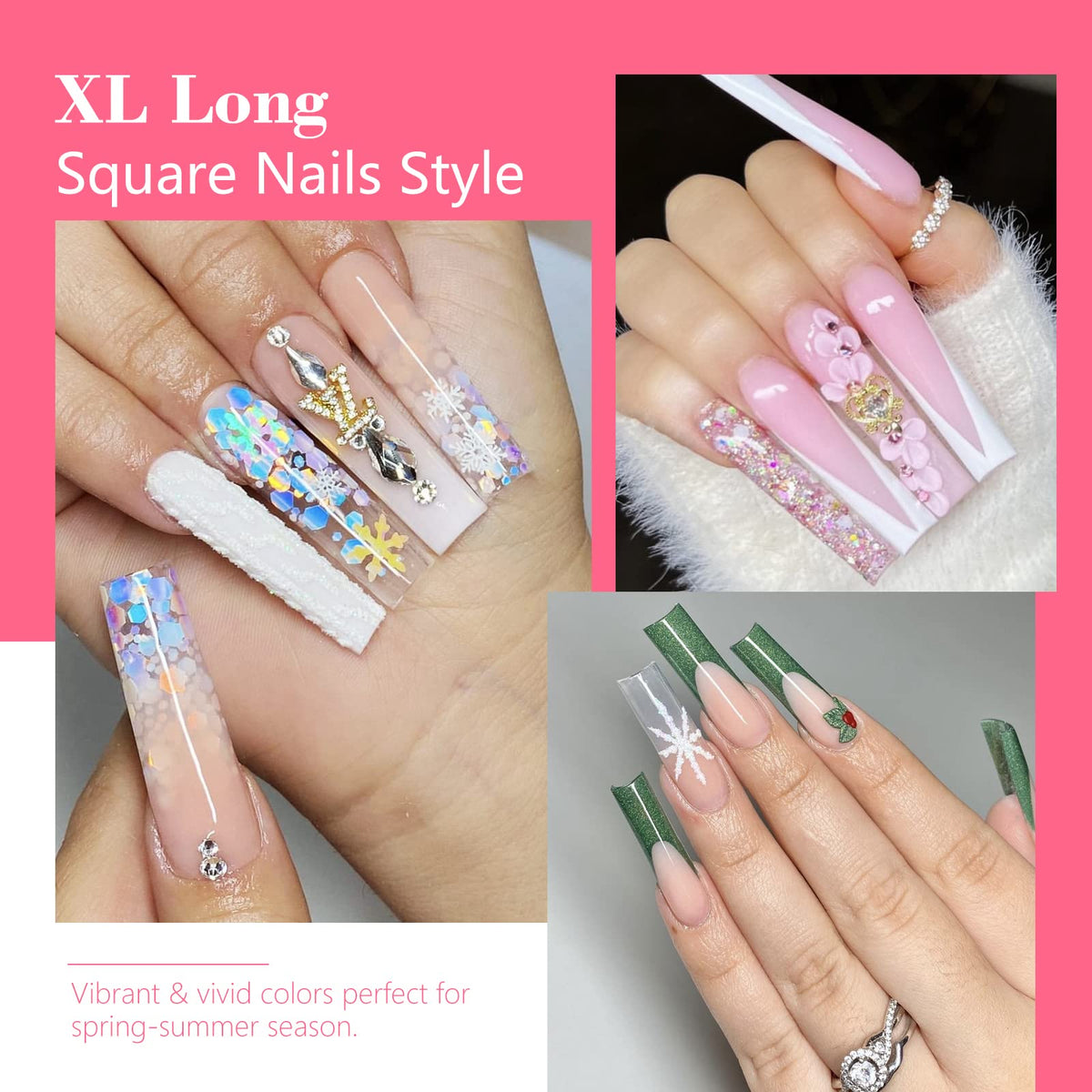 LIONVISON XL Square Nail Tips showing various sizes