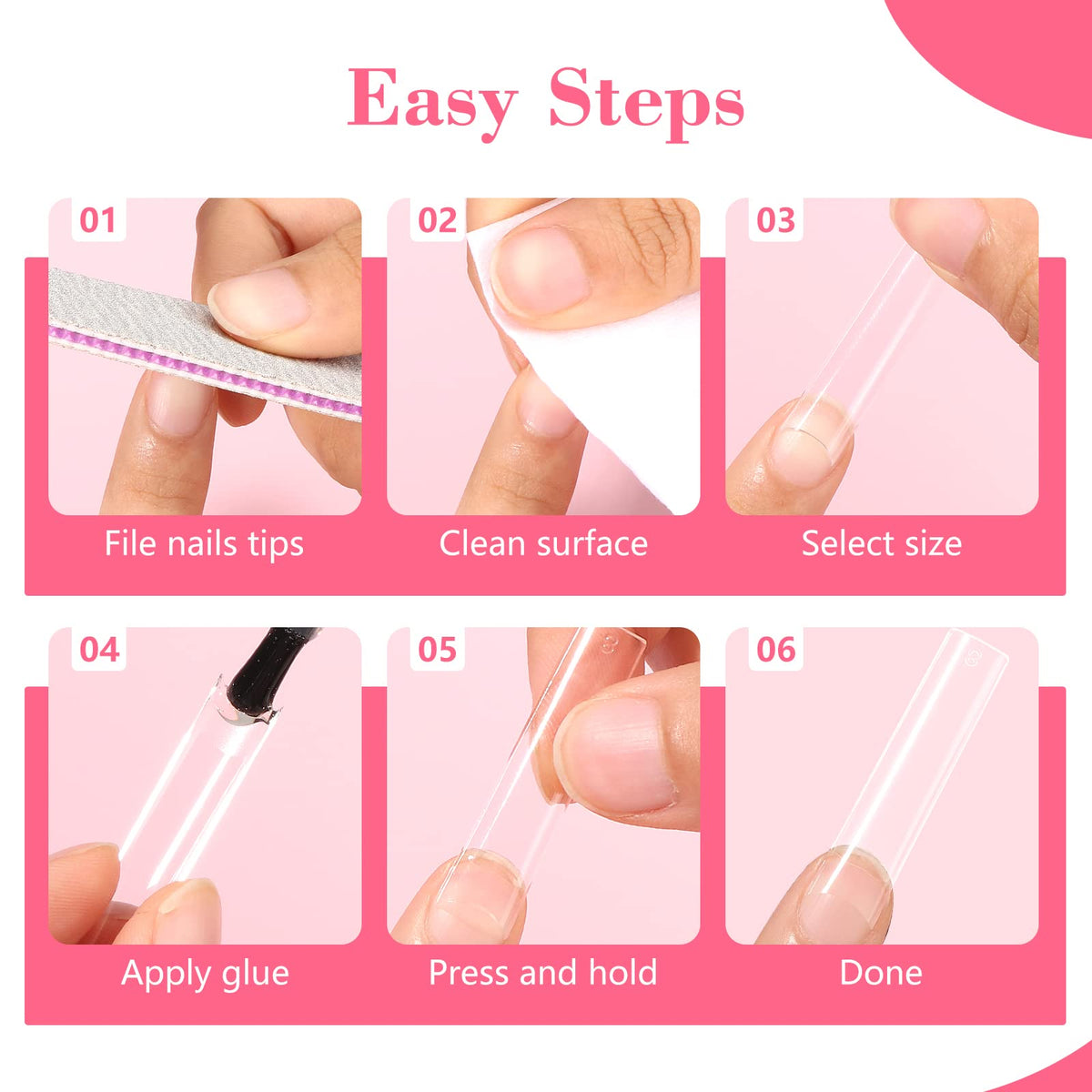 LIONVISON XL Square Nail Tips with tools for nail art