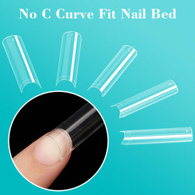 LIONVISON XXL Square Nail Tips applied to natural nails