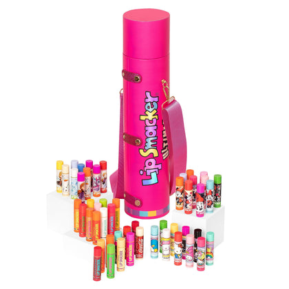 Lip Smacker 50th Anniversary Lip Balm Vault front view with 50 balms