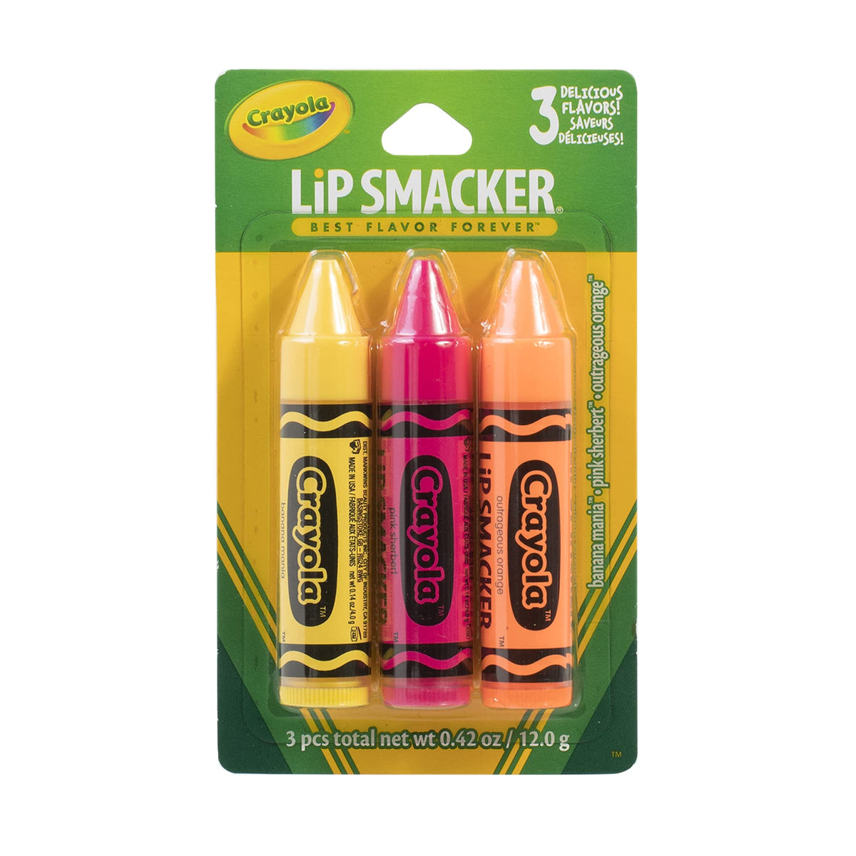 Lip Smacker Crayola Crayon Flavoured Lip Balm Trio packaging front view