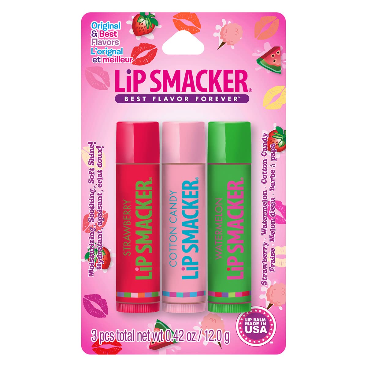 Lip Smacker Flavored Lip Balm Trio packaging front view