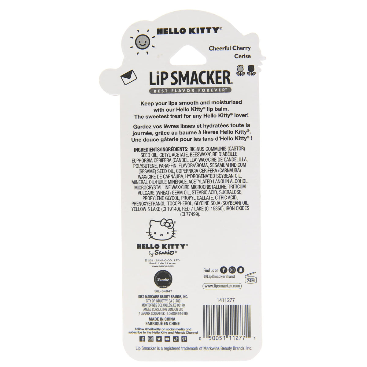 Lip Smacker Lippy Pals Hello Kitty lip balm on a colourful background