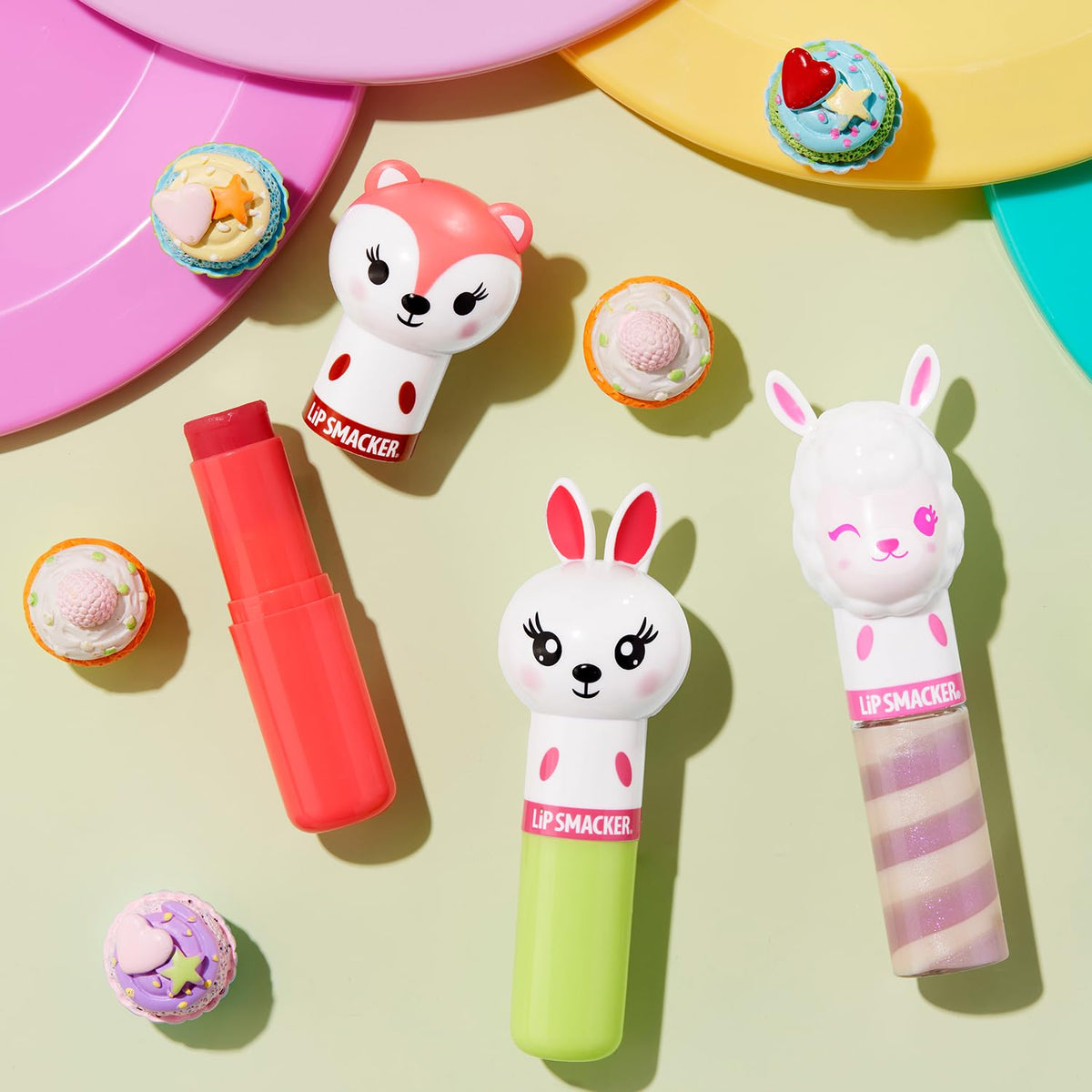 Lip Smacker Lippy Pals lip balm set displayed on a colourful background
